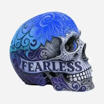 Fearless blue skull design