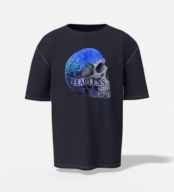 oversized navy t-shirt fearless blue skull