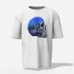 oversized white t-shirt fearless blue skull