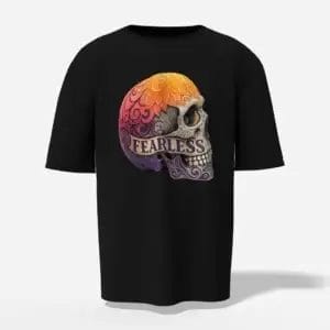 oversized black t-shirt fearless skull