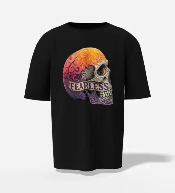 oversized black t-shirt fearless skull