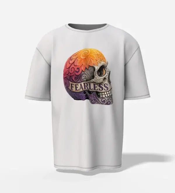 oversized white t-shirt fearless skull
