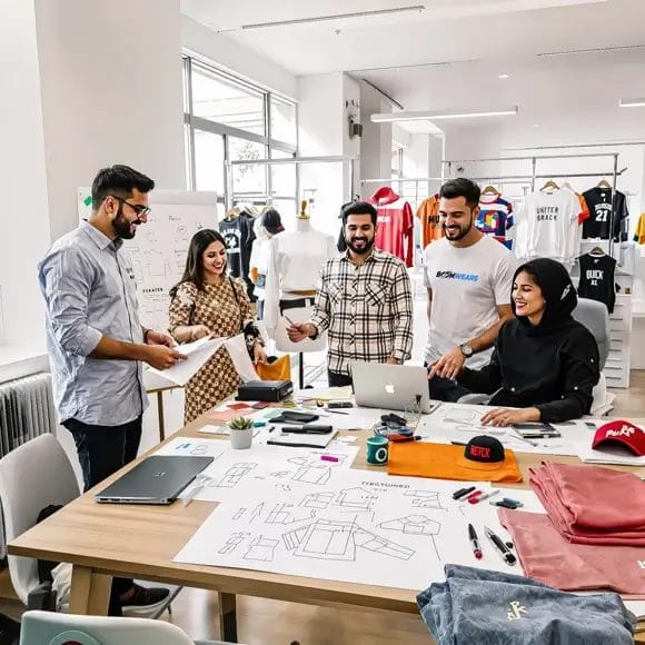 Team working and collaborating together