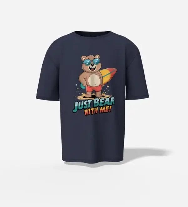 oversized just bear with me navy t-shirt