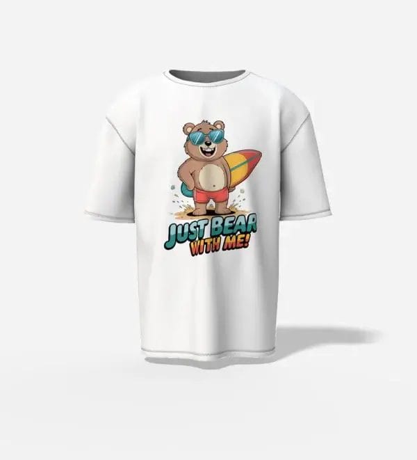 oversized just bear with me white t-shirt