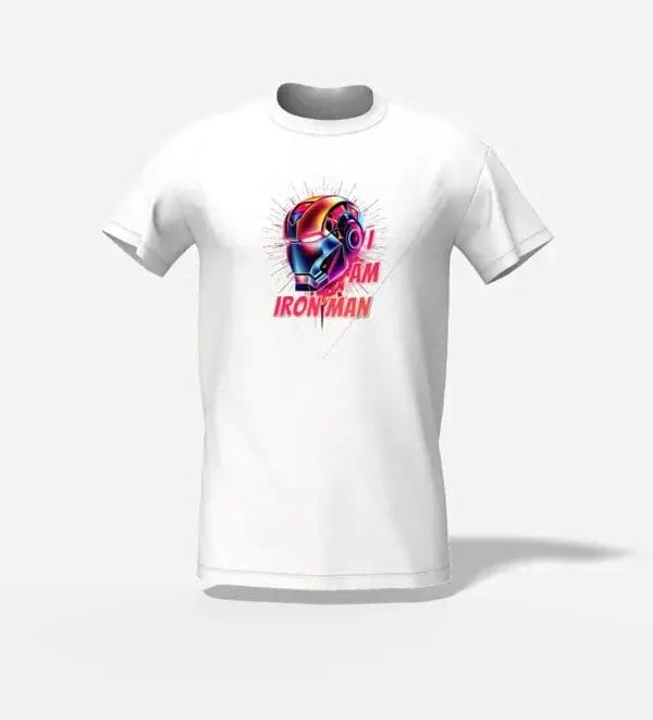 premium t-shirt white, I man iron man