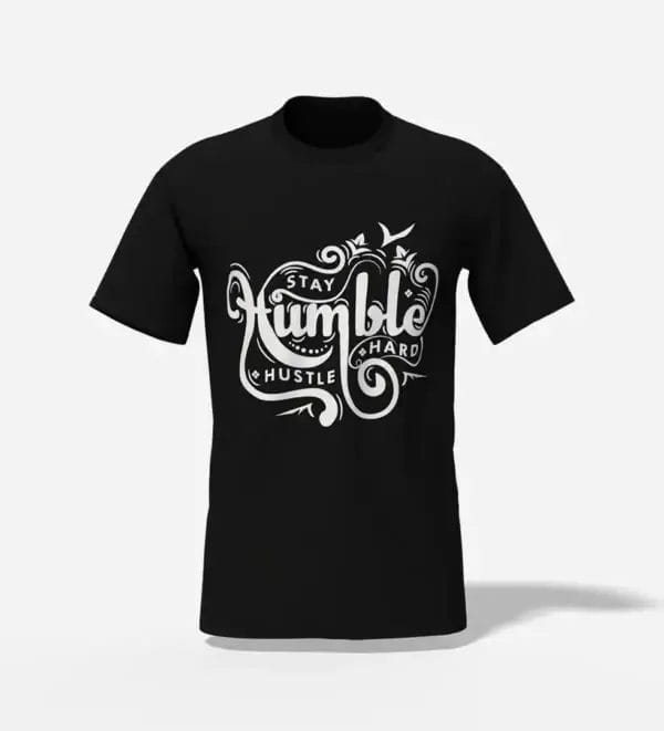 Unisex Abstract Glitch Art T-Shirt Stay Humble Hustle Hard black