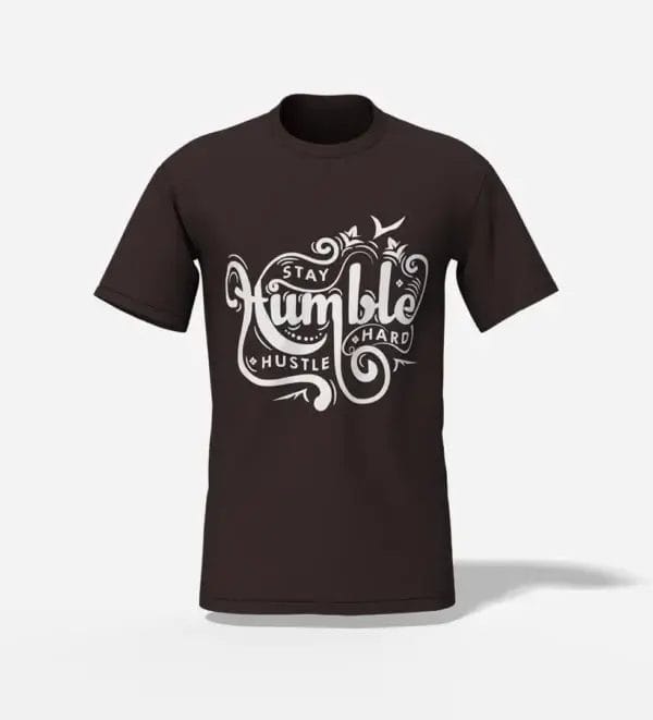 Unisex Abstract Glitch Art T-Shirt Stay Humble Hustle Hard brown