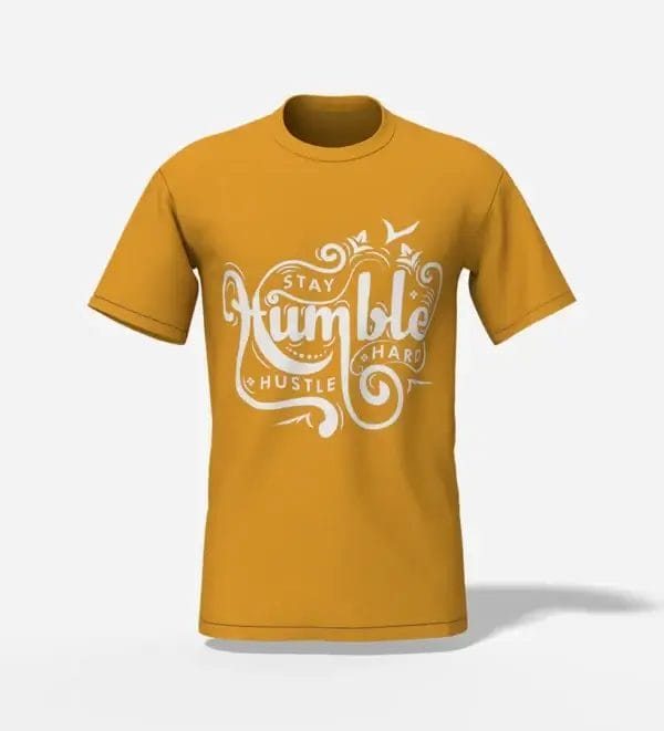 Unisex Abstract Glitch Art T-Shirt Stay Humble Hustle Hard mustard