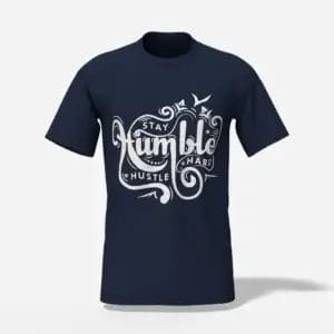 Unisex Abstract Glitch Art T-Shirt Stay Humble Hustle Hard Navy