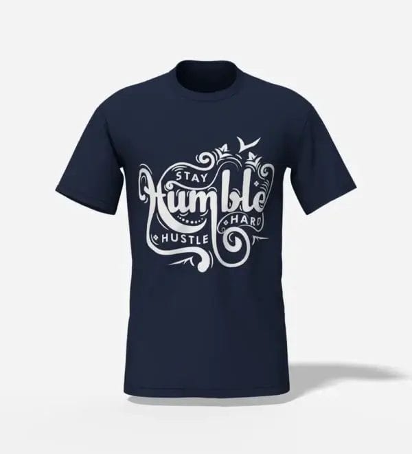 Unisex Abstract Glitch Art T-Shirt Stay Humble Hustle Hard Navy