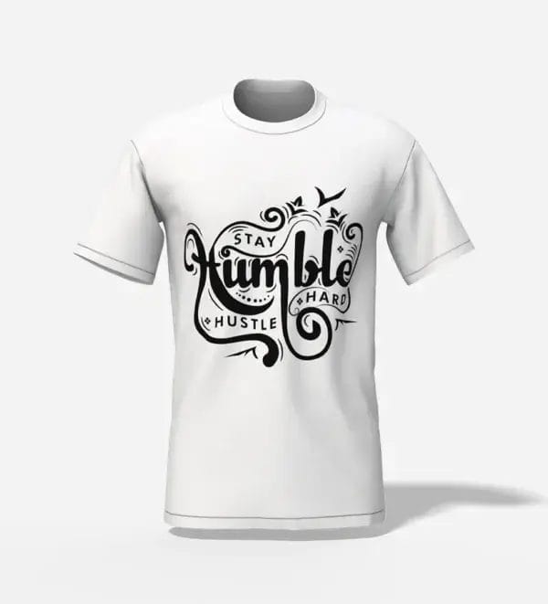 Unisex Abstract Glitch Art T-Shirt Stay Humble Hustle Hard White