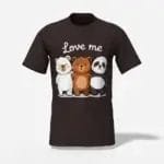Unisex Cute Bear Trio T-shirt Love me Brown