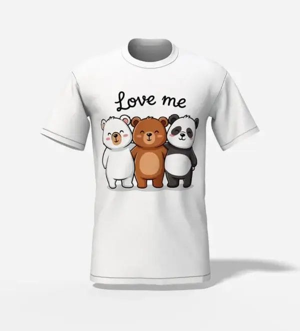 Unisex Cute Bear Trio T-shirt Love me White