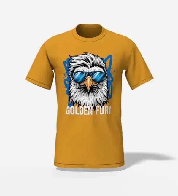 unisex golden fury eagle t-shirt mustard