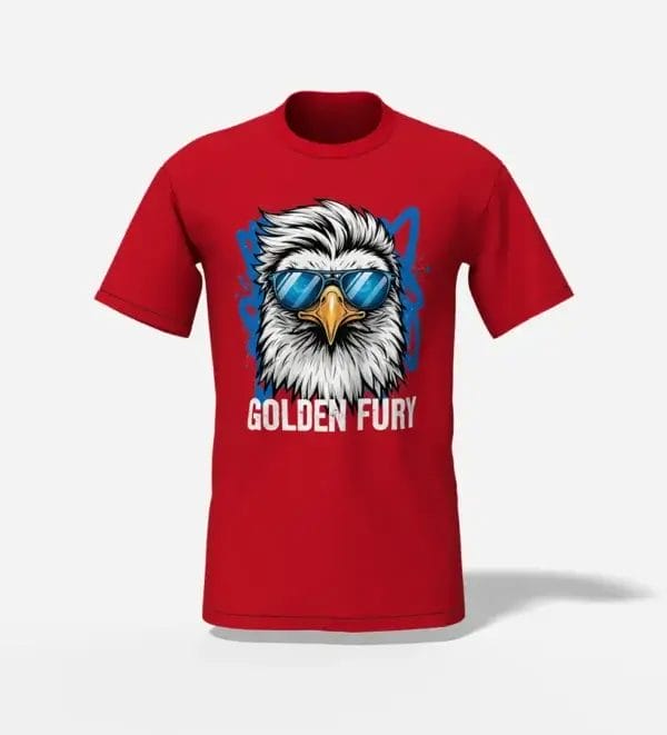 unisex golden fury eagle t-shirt red
