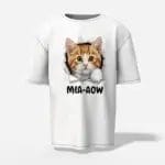 Unisex Oversized drop shoulder t-shirt mea-aow peeking cart White