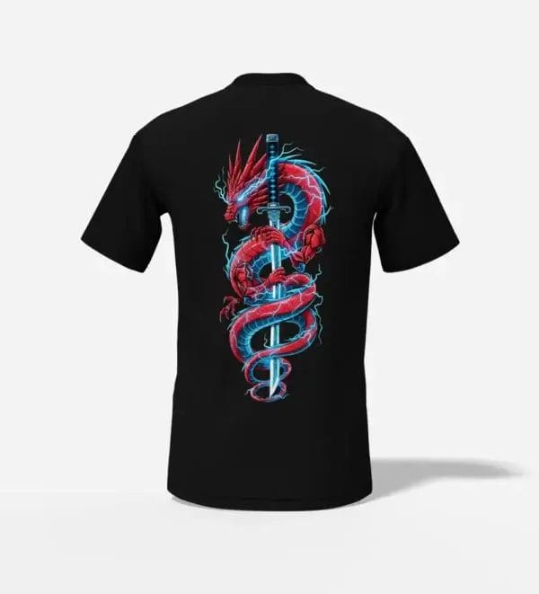 Electric dragon katana graphic t shirt black