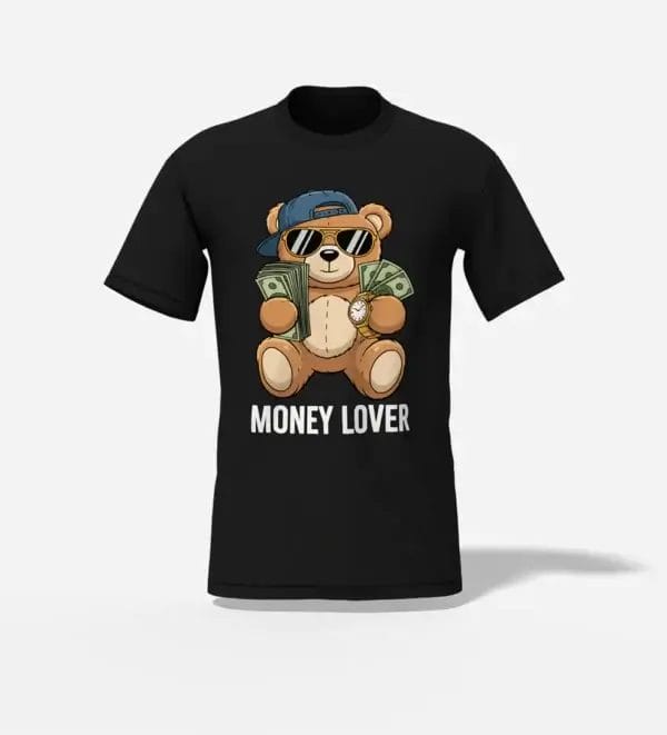 Money Lover bear unisex t-shirt black