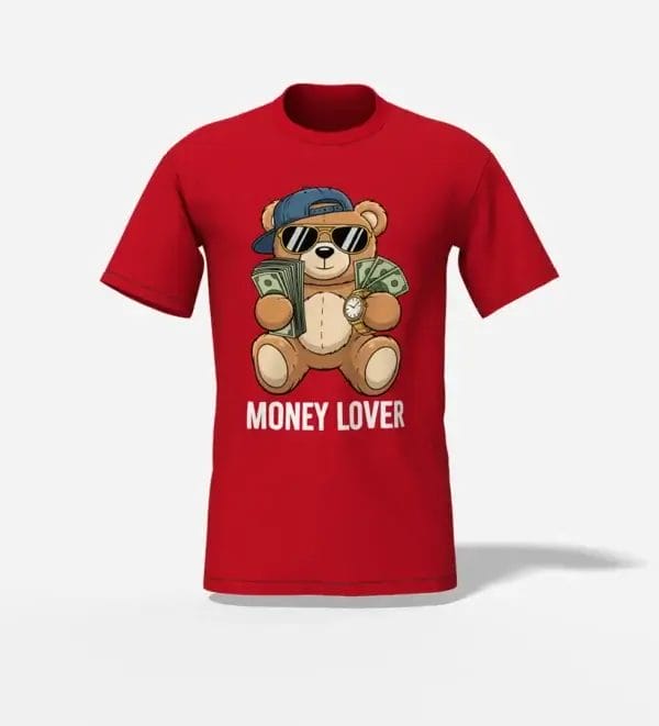 Money Lover bear unisex t-shirt red