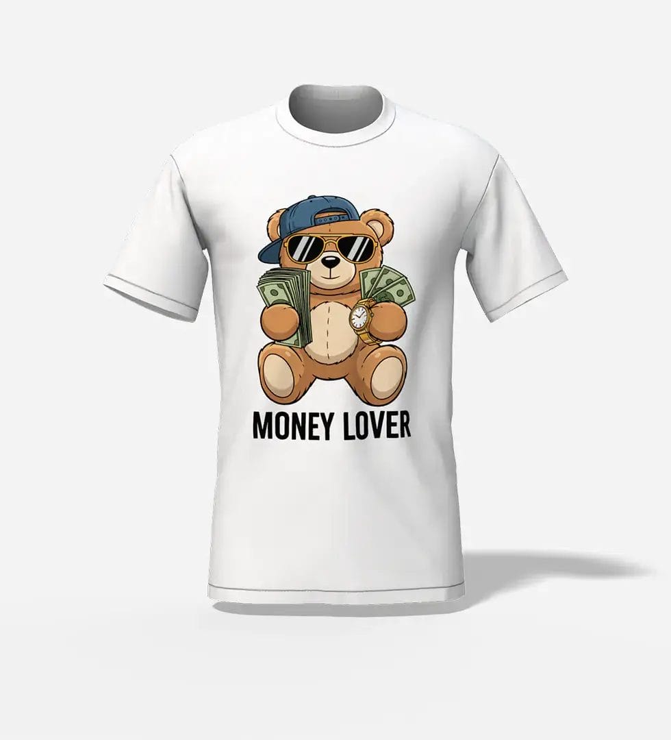 Money-Lover-Bear-T-Shirt-WHT Money Lover bear unisex t-shirt white