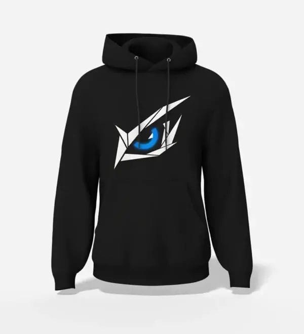 Geometric Falcon Eye Graphic Hoodie Black