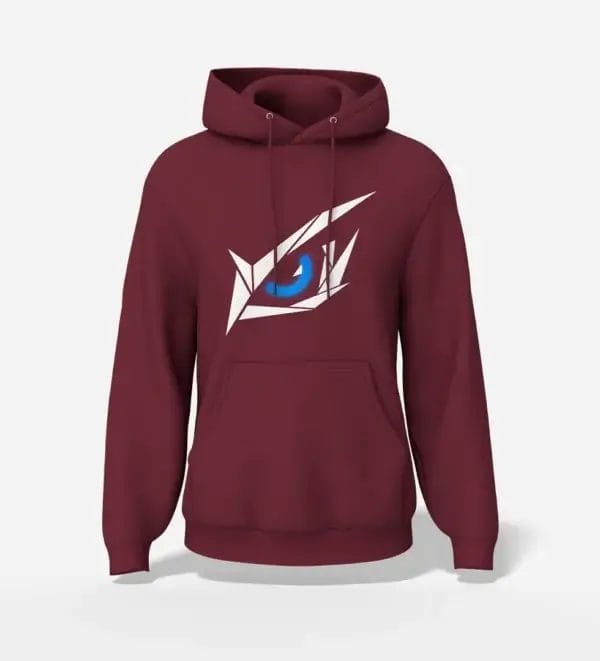 Geometric Falcon Eye Graphic Hoodie Maroon