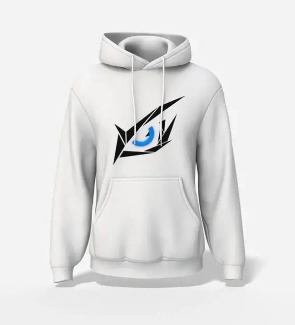 Geometric Falcon Eye Graphic Hoodie White