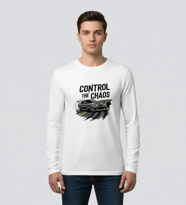 Control The Chaos Long Sleeve T-Shirt Male model front view