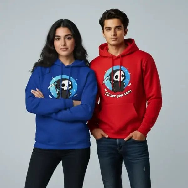 I'll See You Soon Cute Grim Reaper Hoodie Models Front Pose