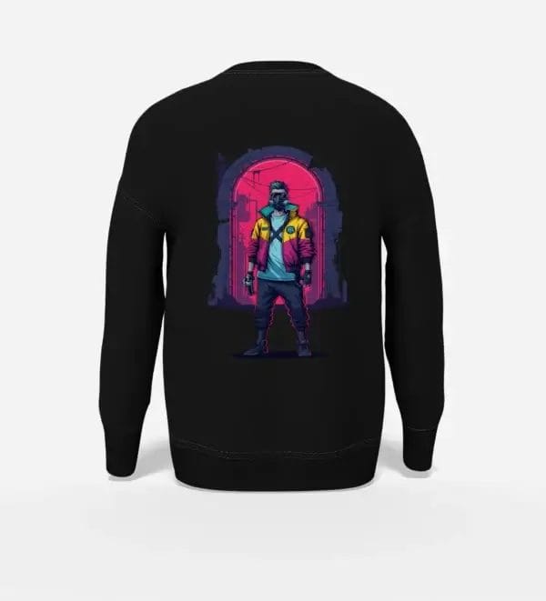 Neon Rebel Back Print Graphic Sweatshirt Black