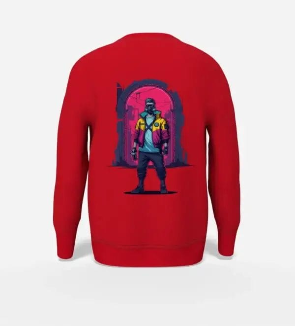 Neon Rebel Back Print Graphic Sweatshirt Red