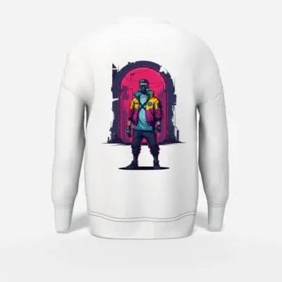 Neon Rebel Back Print Graphic Sweatshirt White