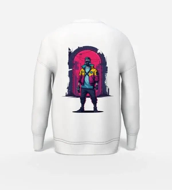 Neon Rebel Back Print Graphic Sweatshirt White