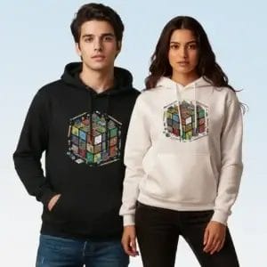 Rubik's Town Cube Pullover Graphic Hoodie Models