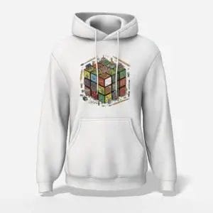 Rubik's Town Cube Pullover Graphic Hoodie White