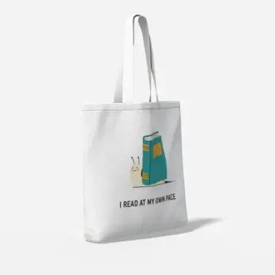 Canvas Tote Bag I Read At My Own Pace right side view