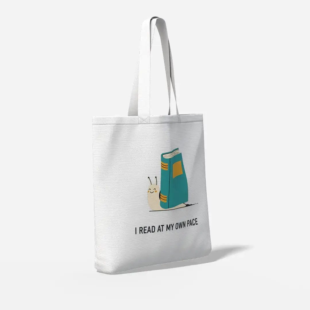 Canvas-Tote-Bag-I-Read-At-My-Own-Pace Canvas Tote Bag I Read At My Own Pace right side view