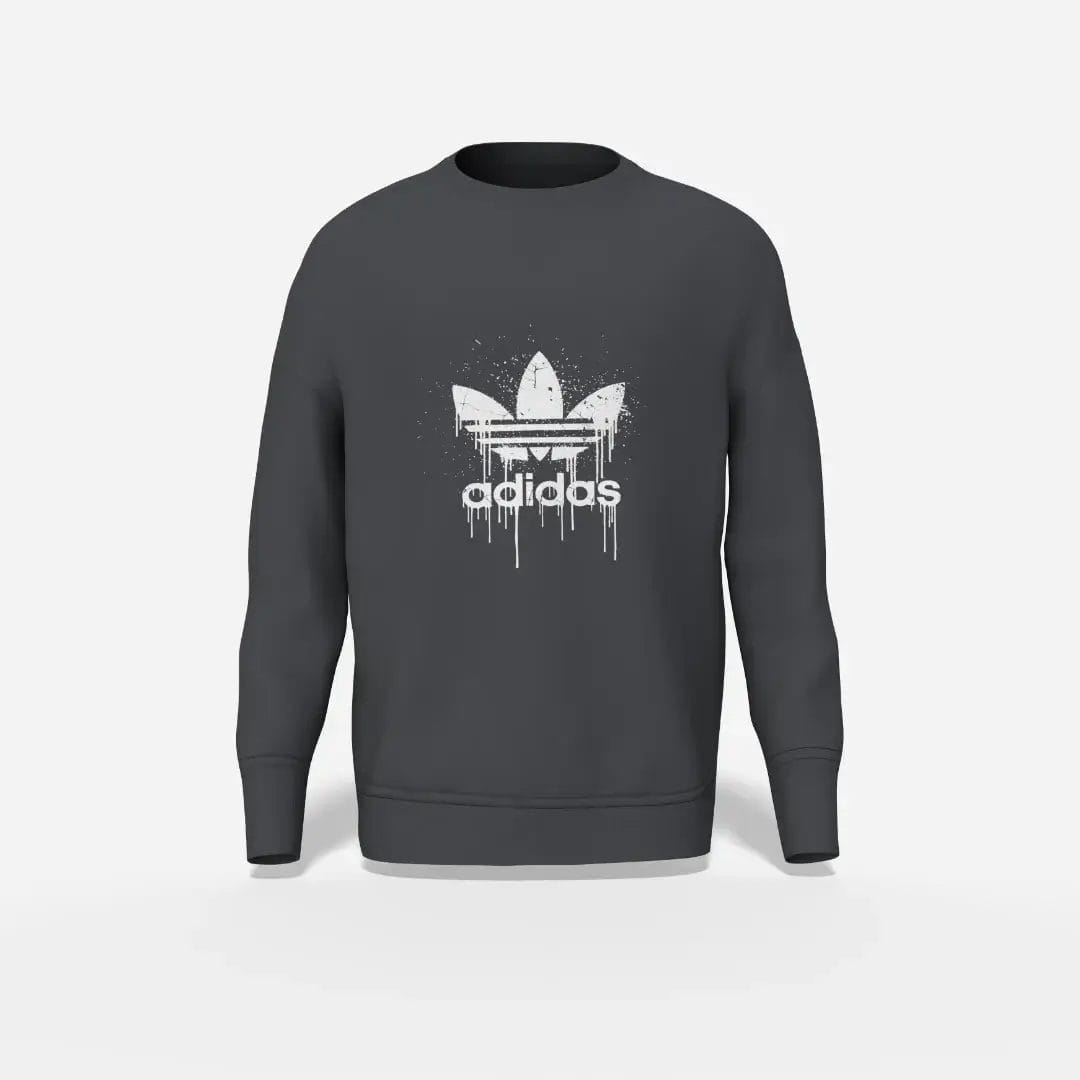 Urban-Adidas-Drip-Trefoil-Sweatshirt-Graphic-Tee-CHG Urban Adidas Drip Trefoil Sweatshirt Graphic Tee Streetwear Crewneck Charcoal Grey