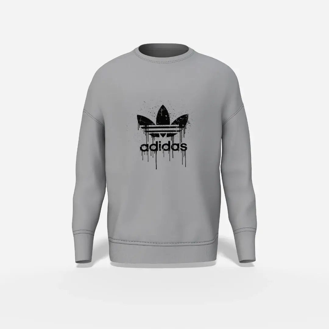 Urban-Adidas-Drip-Trefoil-Sweatshirt-Graphic-Tee-HTG Urban Adidas Drip Trefoil Sweatshirt Graphic Tee Streetwear Crewneck Hether Grey